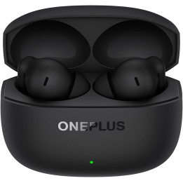 OnePlus Nord Buds 4 Pro black earbuds inside their open charging case, ONEPLUS logo and green indicator