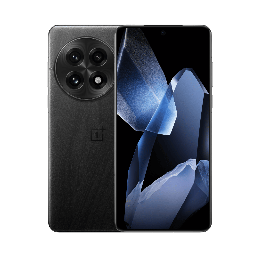 OnePlus 13 in black, shown from the back and the front