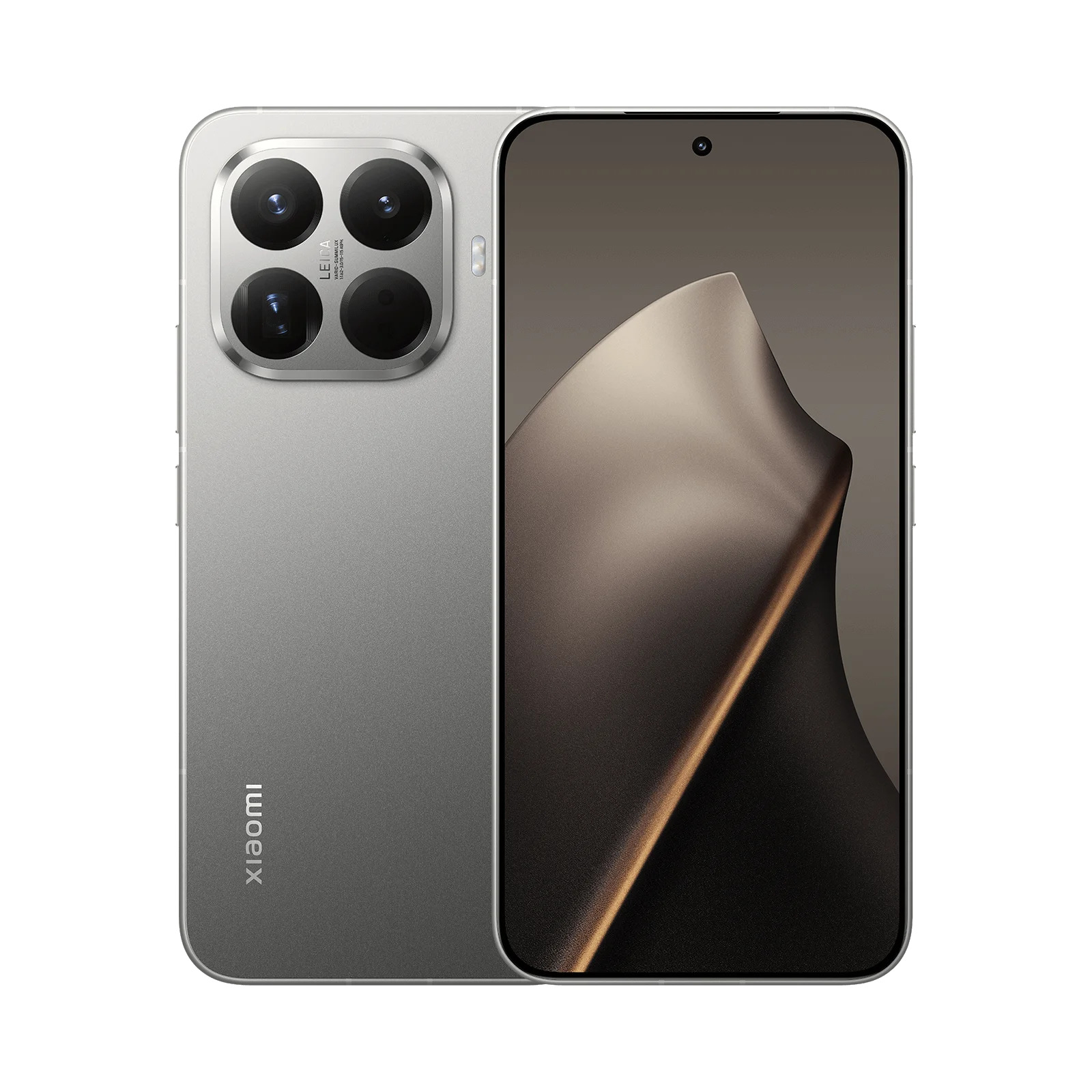 Xiaomi 15T Pro in silver grey, shown from the back and the front