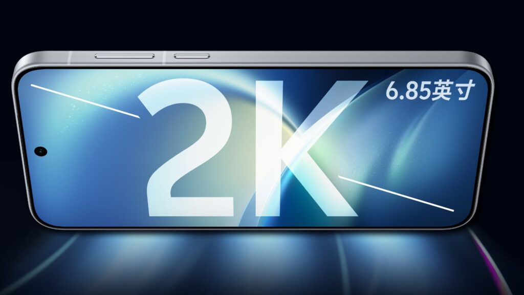 The Vivo X500 Pro Max seen from the front, its 6.85-inch 2K display switched on